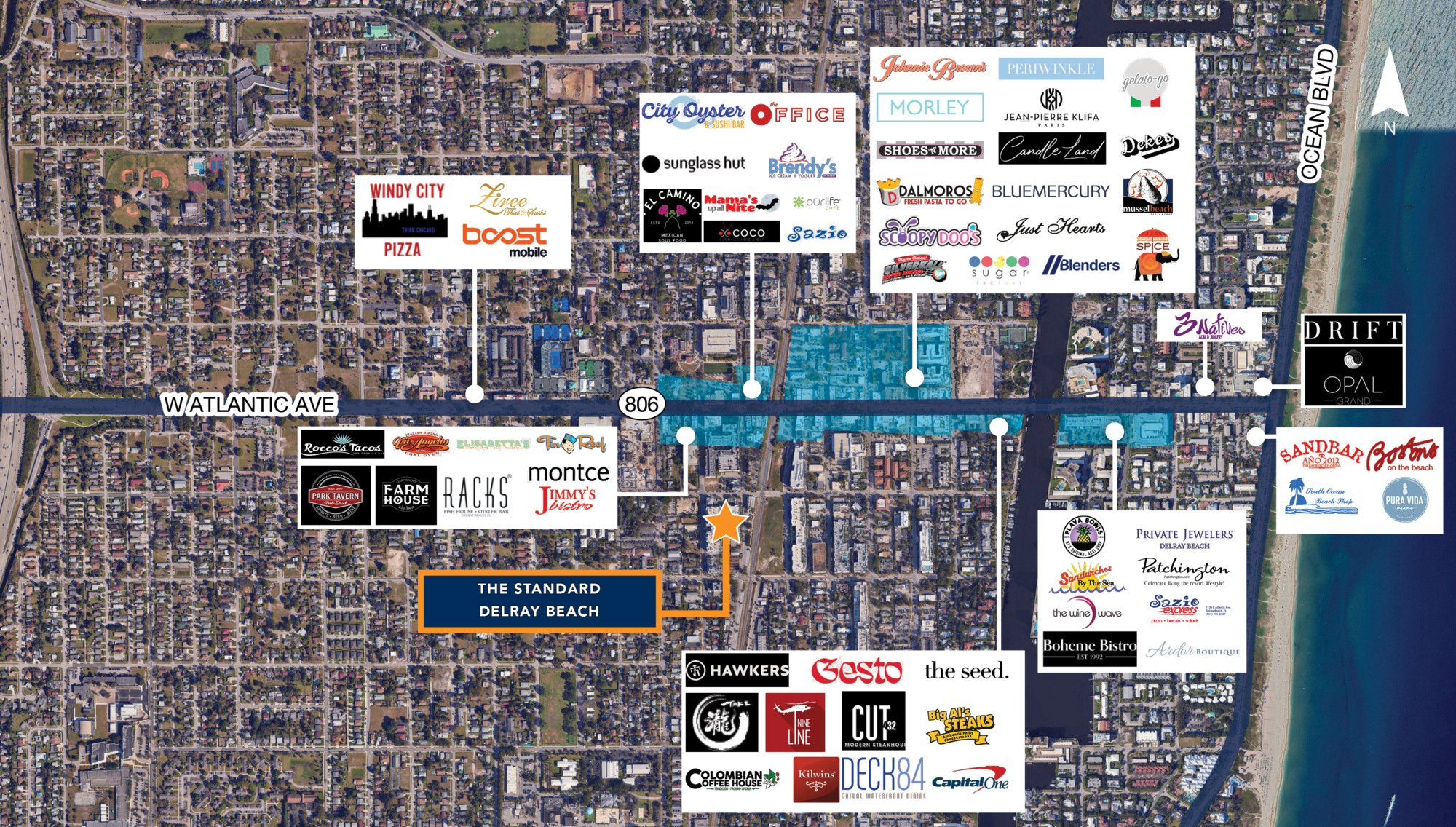 The Standard's downtown Delray Beach retail and dining context